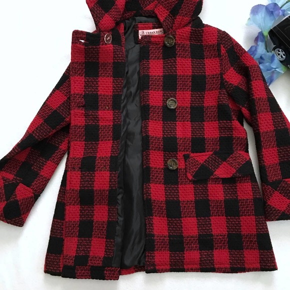 Urban Republic NWT Checkered Pea Coat Girls Various - Picture 8 of 12